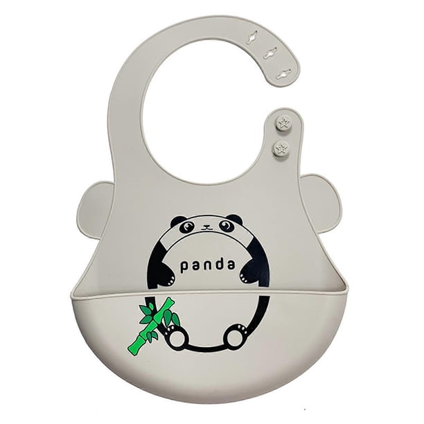Silicone Baby Bibs Waterproof Lightweight Comfortable Scratch Resistant Soft Baby Bibs for Household Kindergarten Panda