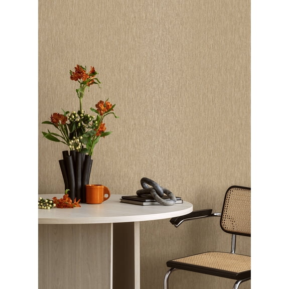 Gold-Rust Wicker Weave Print Non Woven Non-Pasted Textured Wallpaper 57 Sq. Ft.