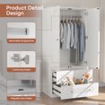 thumbnail image 4 of Feishominoo 2 Doors Wooden Armoire Wardrobe Closet, Bedroom Clothes Organization Storage Cabinet with Drawers and Hanging Rod, White, 4 of 8