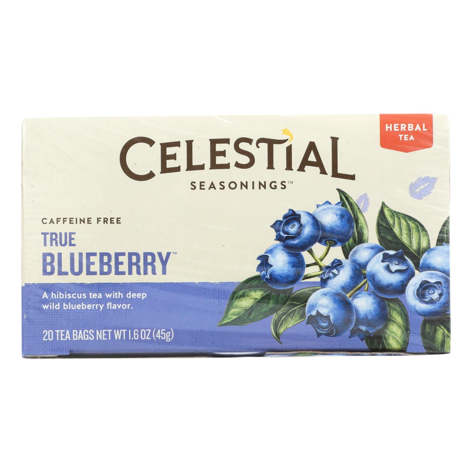 Celestial Seasonings, Herbal Tea, Caffeine Free, True Blueberry, 20 Tea Bags, 1.6 oz