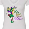 thumbnail image 4 of Inktastic Let the Good Times Roll Mardi Gras Jester Women's V-Neck T-Shirt, 4 of 5