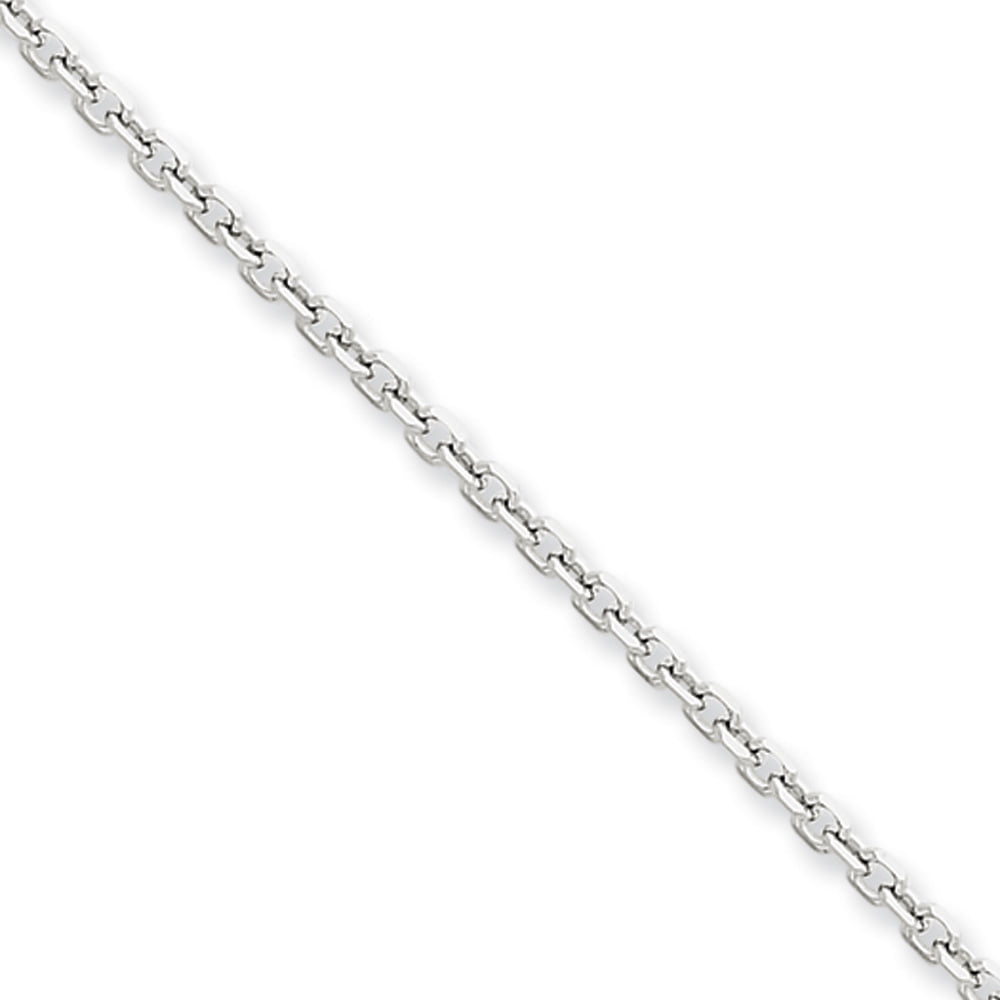2.2mm, 14k White Gold Diamond Cut Solid Cable Chain Necklace, 16 Inch by Black Bow Jewelry Company