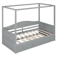 thumbnail image 5 of Twin Size Canopy Day Bed with Twin size Trundle, Solid Wood Platform Bed Frame for Bedroom, Apartment, Mattress not included,No Box Spring Needed,Easy Assembly,Grey, 5 of 10
