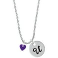 thumbnail image 1 of Delight Jewelry Acrylic 5/16" Purple Heart Silvertone Script Initial Disc - U - Charm Necklace, 20"+3", 1 of 4