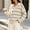 Beige, variant on Women's Striped Polo Collar Sweater, Long Sleeve Warm Striped V Neck Casual Knit Pullover for Daily Wear Beige