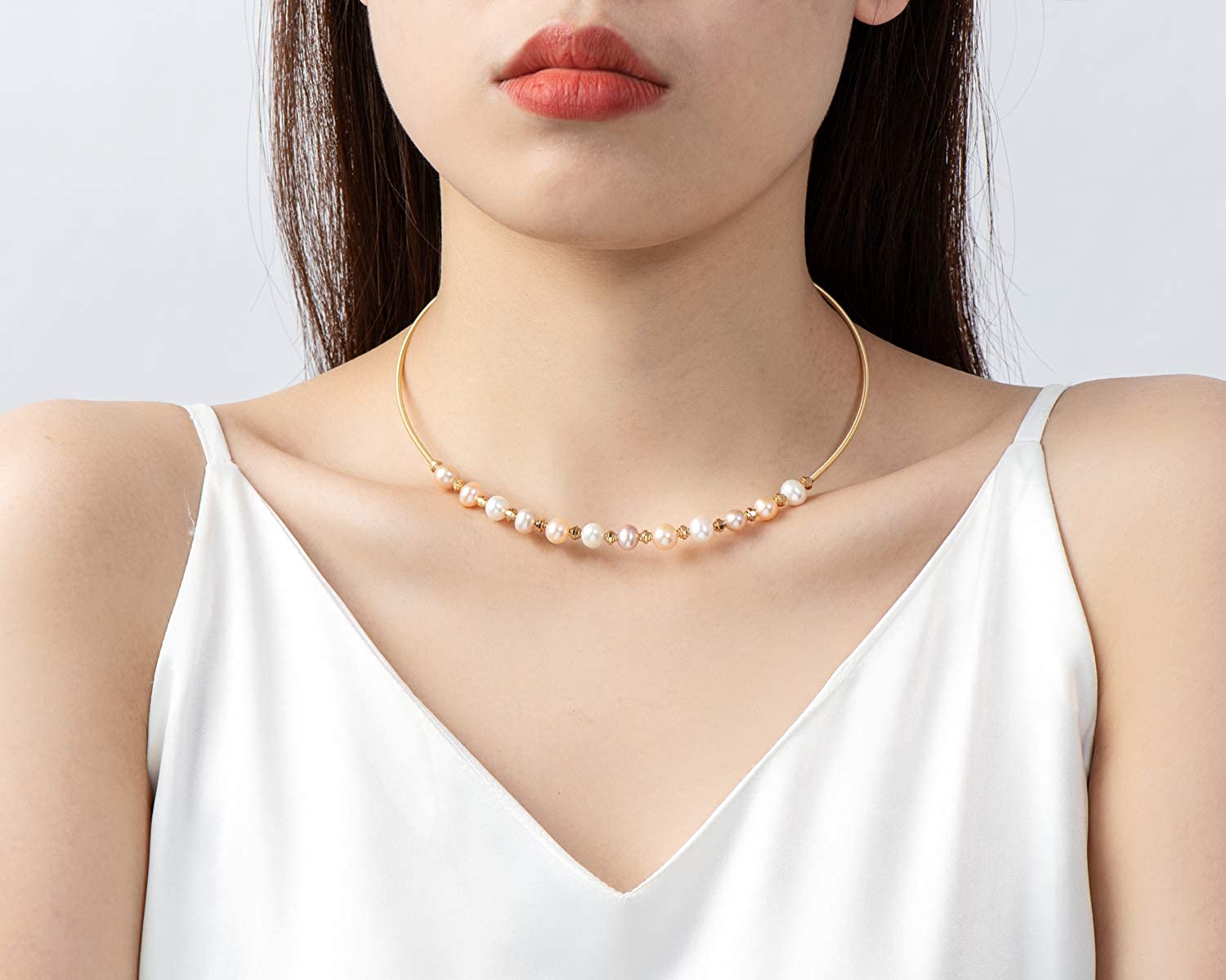 Pearl Metal Choker Necklace for Women 