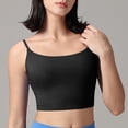 thumbnail image 5 of AHTJRT Women's Sports Bra Scoop Neck Longline Padded Crop Tops Racerback Spaghetti Straps Butter Workout Lingerie Bras Black L, 5 of 6