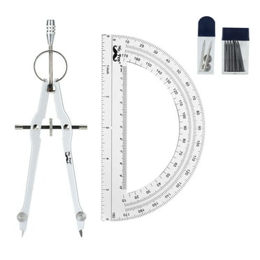 Mr. Pen Spring Compass with Protractor, Steel Needle Tip, Spare Nut, Spare Lid