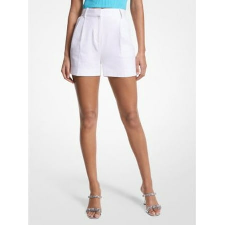 MICHAEL MICHAEL KORS Womens White Zippered Pocketed Relaxed Fit High Waist Shorts Plus 24W