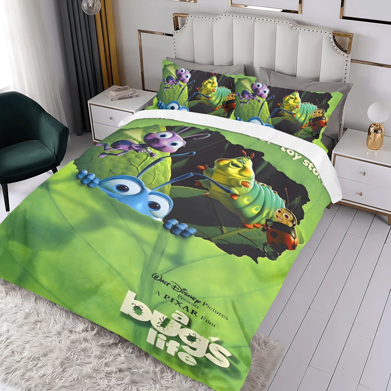 3 Piece Bedding Set For A Bug's Life Comforter Cover Set Cute Duvet Cover Sets Super Soft Teens Bedding Set Kids Bedroom Gifts,1 Duvet Cover with 2 Pillowcases Twin