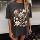 thumbnail image 5 of Faldas Cortas para Mujeres, Impresión de Flores Casual Oversized Camiseta de Manga Corta Top Hecho de 95% Poliéster 5% Spandex para Primavera Verano, Falda Corta de Verano, 5 of 7