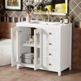 thumbnail image 6 of Barara King Storage Cabinet, Bathroom Vanity,36" Bathroom Vanity with 2 Soft-close Doors, Adjustable Shelves and 3 Drawers, White, 6 of 13