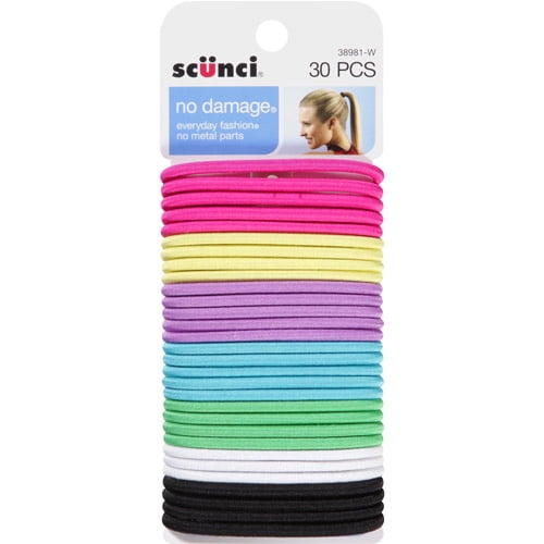 Scunci No Damage Hair Ties, New Bright, 30 count