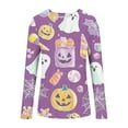 thumbnail image 3 of Bzhegqhd Women's Halloween Printed T-Shirts Long Sleeve Round Neck Loose Fit Casual Fall Graphic Tee Cotton Comfort Top, 3 of 4