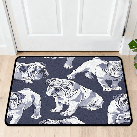 CURLYOOT Cute Bulldog Puppy Animal Indoor Doormat, Non-Slip Absorbent Door Mat 24" x 16", Entrance Floor Mat Washable Entry Doormats for Entryway Front Back Door