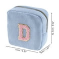 thumbnail image 2 of Unique Bargains 1 Pc Letter D Pattern Makeup Bag for Travel Blue Corduroy, 2 of 6