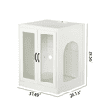 thumbnail image 5 of Cat Litter Enclosure with Cat-Viewing Glass Doors, Litter Cabinet with Power Outlet and Cozy LED Lights, Reversible and Optional Entry, White, 5 of 9