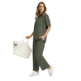 thumbnail image 4 of Ronuti Two Piece Sets for Women Summer Outfits Oversized Wide Leg Crop Pants Lounge Sets Airport Beach Vacation Clothes, 4 of 9