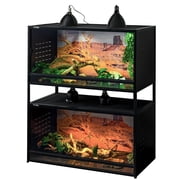 2-Tier 40x16x16 PVC Reptile Enclosure System, 2-Pack Stackable Habitats with Sliding Glass Doors for Geckos and Small Reptiles
