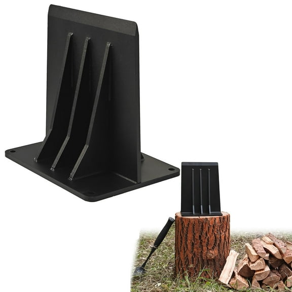 Kindle Cracker Log Firwood Splitter, Steel Manual 7in 7.7lb Wood Splitting Wedge for Wood Stove Fireplace and Fire Pits, Black
