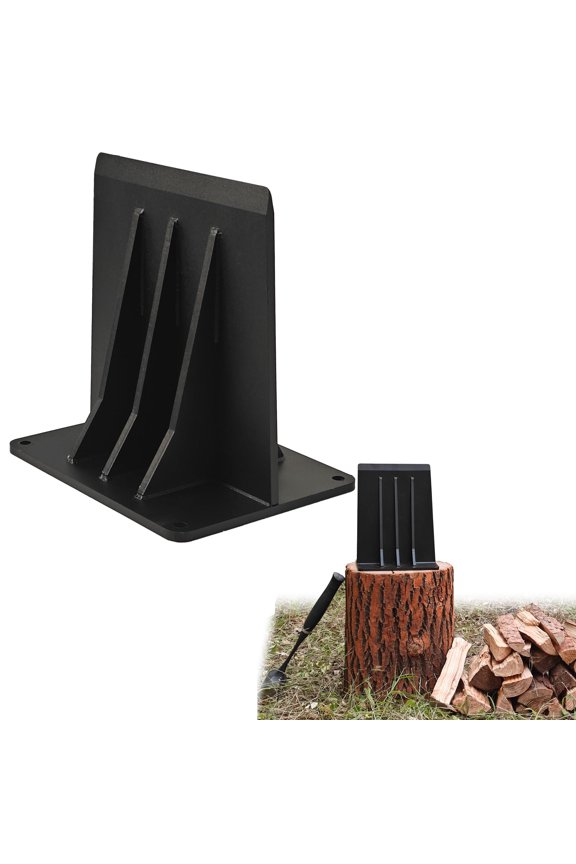 Kindle Cracker Log Firwood Splitter, Steel Manual 7in 7.7lb Wood Splitting Wedge for Wood Stove Fireplace and Fire Pits, Black