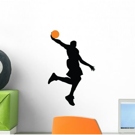 - Dunking Basketball Player Silhouette Wall Decal by Wallmonkeys Peel and Stick Graphic (12 in H x 8 in W) WM106159