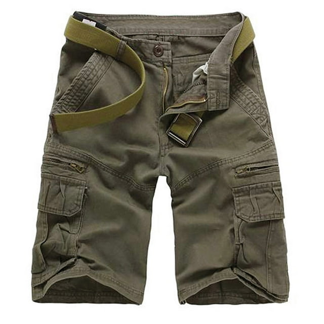 Birdeem Men Casual Solid Fashion Zipper Button Pockets Cropped Cargo Shorts