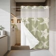 thumbnail image 4 of Sage Green Starfish Coastal No Hook Shower Curtain with Snap in Liner, Waterproof Fabric Shower Curtains, Nautical Summer Ocean Abstract Art Shower Curtain Set Top See Through for Bathroom 48"x72", 4 of 8