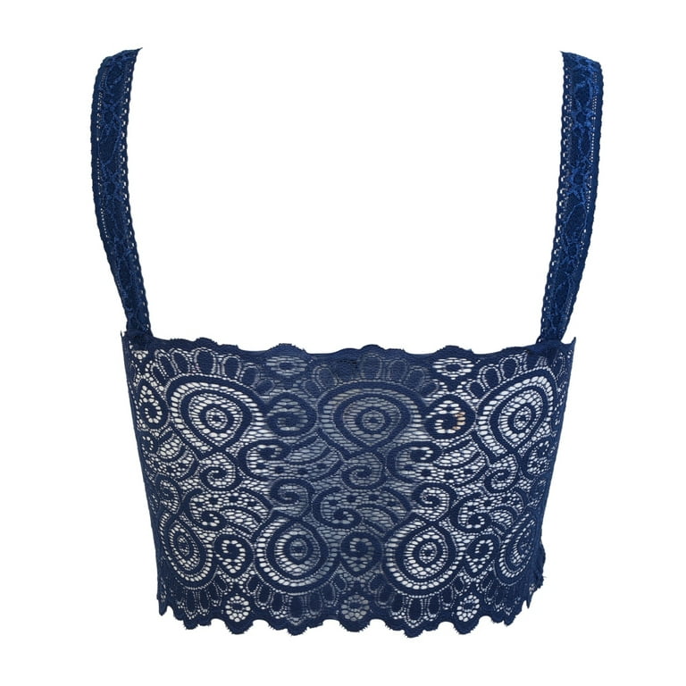 Women Lace Lingerie V-Neck Crochet Bra Floral Cami Padded Tank Top  Underwear 