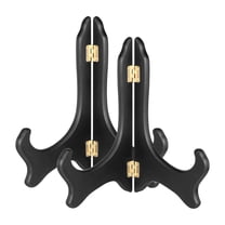 Uxcell 2Pcs Wooden Easel Plate Holder, 10" Small Wood Easels Folding Table Display Stand for Decorative Picture Frame Book Artwork Desktop Ornaments, Black