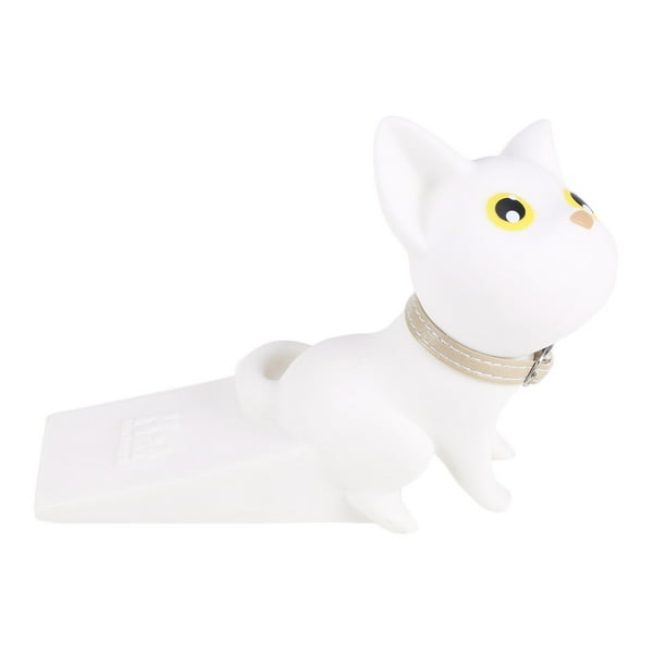 Práctica forma de gato de dibujos animados diseñada para uso diario tope de puerta decoración del hogar (blanco)