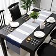 thumbnail image 3 of Navy Blue Stripe Table Runner 72 Inches Long, Modern Rustic Horizontal Blue Striped Kitchen Coffee Dining Table Decoration for Home Party Birthday Wedding Home Decor 18x72 Inches, 3 of 8