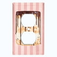 thumbnail image 2 of Metal Light Switch Plate Cover Naked Chocolate Drip Cake Striped Wallpaper Pink CAK062, 2 of 13