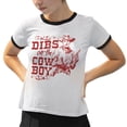 thumbnail image 2 of Dibs On The Cowboy Ringer Tee Shirt Unisex Small White/Black, 2 of 5