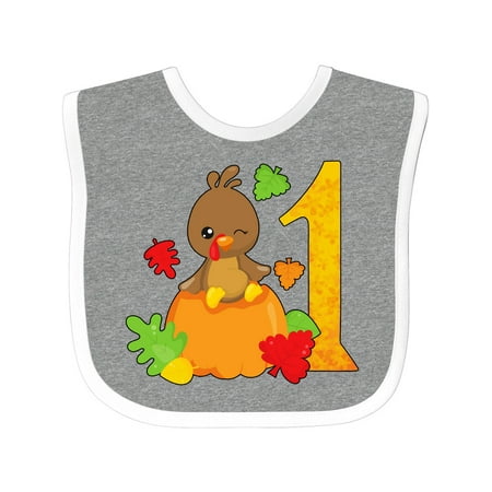 

Inktastic First Birthday Turkey on Pumpkin Gift Baby Boy or Baby Girl Bib