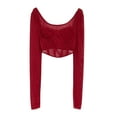thumbnail image 3 of Musuos Women Crop Tops Lace Fishbone Sweetheart Neckline Long Sleeve T-Shirts Spring Fall Slim Fit Corset Tops Shirts, 3 of 5