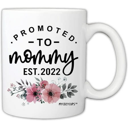 

Mother s Day Gift - Promoted to Mommy Est 2022 Coffee Mug - 11oz Ceramic Cup for New Moms to be Parents Pregnancy Announcement Baby Reveal Surprise Mug