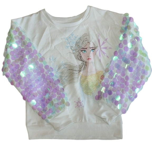 Mad Engine Disney Frozen 2 Sequin Long Sleeve Little Girls' Sweatshirt Size Medium (7/8)