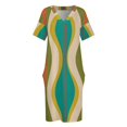 thumbnail image 3 of Vestido largo reloj de arena con botones vestido con estampado moderno abstracto talla mediana en turquesa verde azul con negro oliva y medio Mod color Beige, 3 of 6