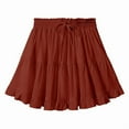 thumbnail image 5 of Women Boho Ruffled Tiered Swing Beach Skorts Drawstring High Waisted Tennis Golf Y2K Short Skirt Orange Color L, 5 of 9