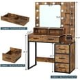 thumbnail image 2 of Rustic Vanity Desk Makeup Dresser Desk Table with Lighted Mirror & Charging Station & 5 Drawers, 10 LED Light, Brown & Black, 2 of 10