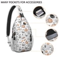 thumbnail image 2 of Sling Backpack,White Halloween Skull Pumpkin Spider Pattern Sling Bag with Water Bottle Holder,Waterproof Sling Bag for Men/Women with Headphone Jack for Hiking,Travel, 2 of 6