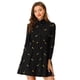 thumbnail image 1 of Vestido camisero de manga larga con botones y cuello vuelto floral bordado para mujer Negro XL, 1 of 5