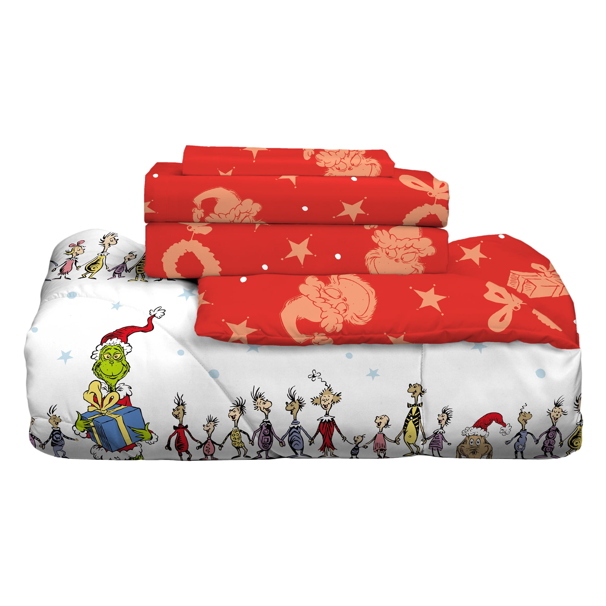 Grinch Kids 6 Piece Reversible Comforter, Bed in a Bag, Queen