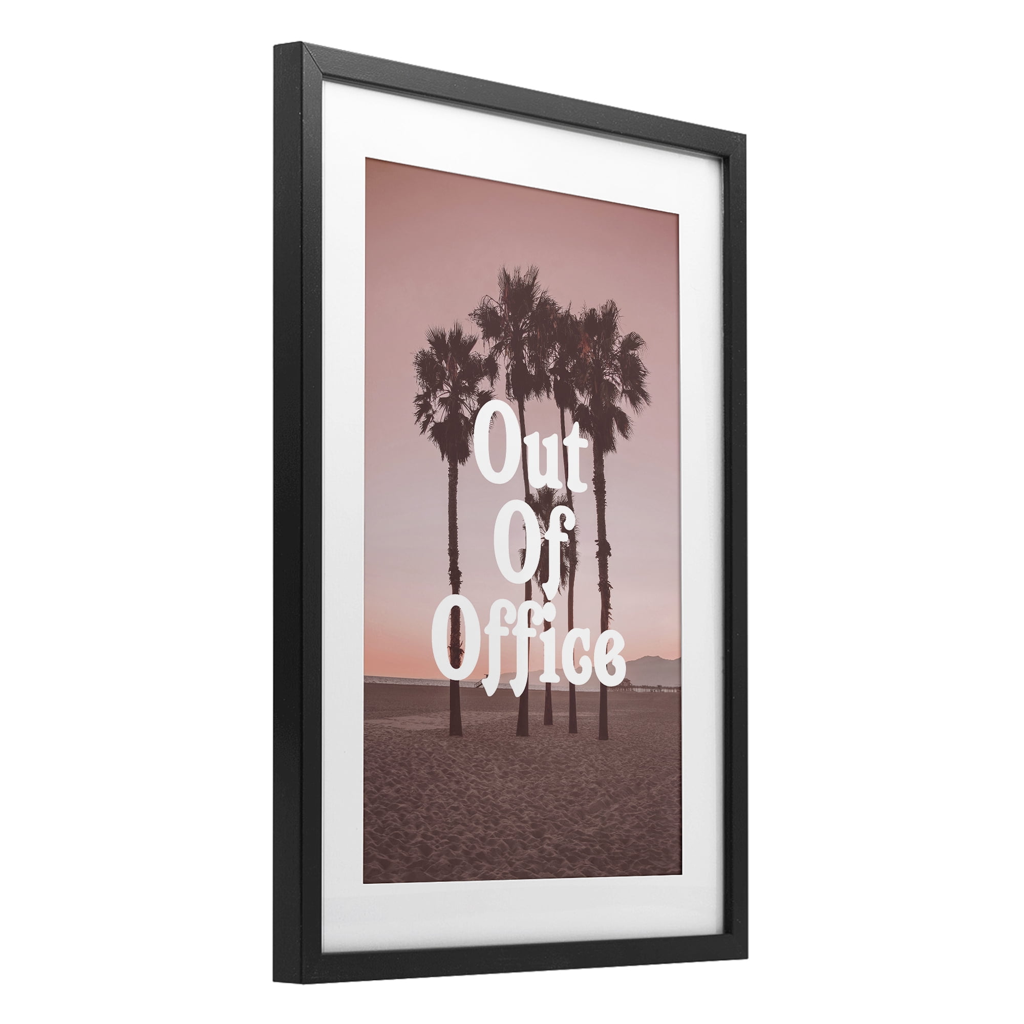Stupell Industries Pink Tropical Out Of Office Black Framed Print Under Glass, design by Lil' Rue
