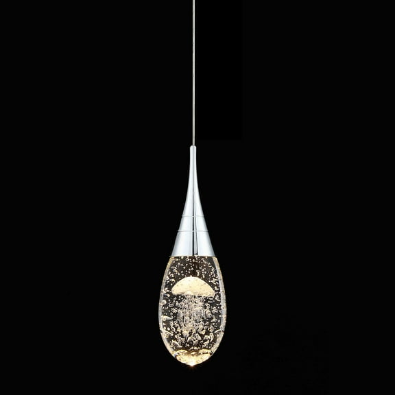 JoollySun 1 Light Pendant Light Modern Single Hanging Ceiling Light with Crystal Jellyfish in Chrome