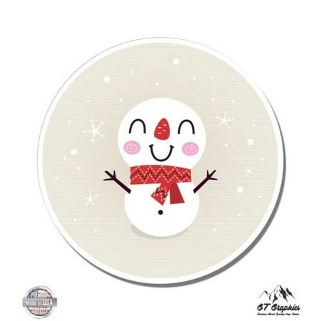 Cute Snowman - 3" Vinyl Sticker - For Car Laptop I-Pad Phone Helmet Hard Hat - Waterproof Decal