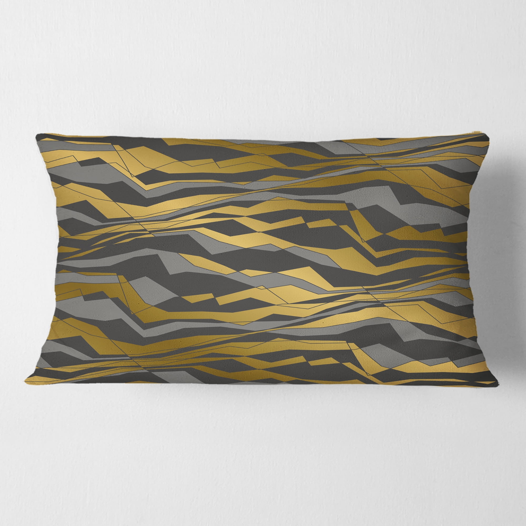 Designart Angled lines and waves pattern' Mid-Century Modern Throw Pillow - 12x20
