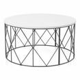 thumbnail image 1 of Bowery Hill Table Basse Ronde Industrielle en Bois, Fini Blanc, 1 of 8