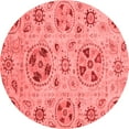 thumbnail image 1 of Ahgly Company Machine Washable Indoor Round Abstract Red Modern Area Rugs, 3' Round, 1 of 4